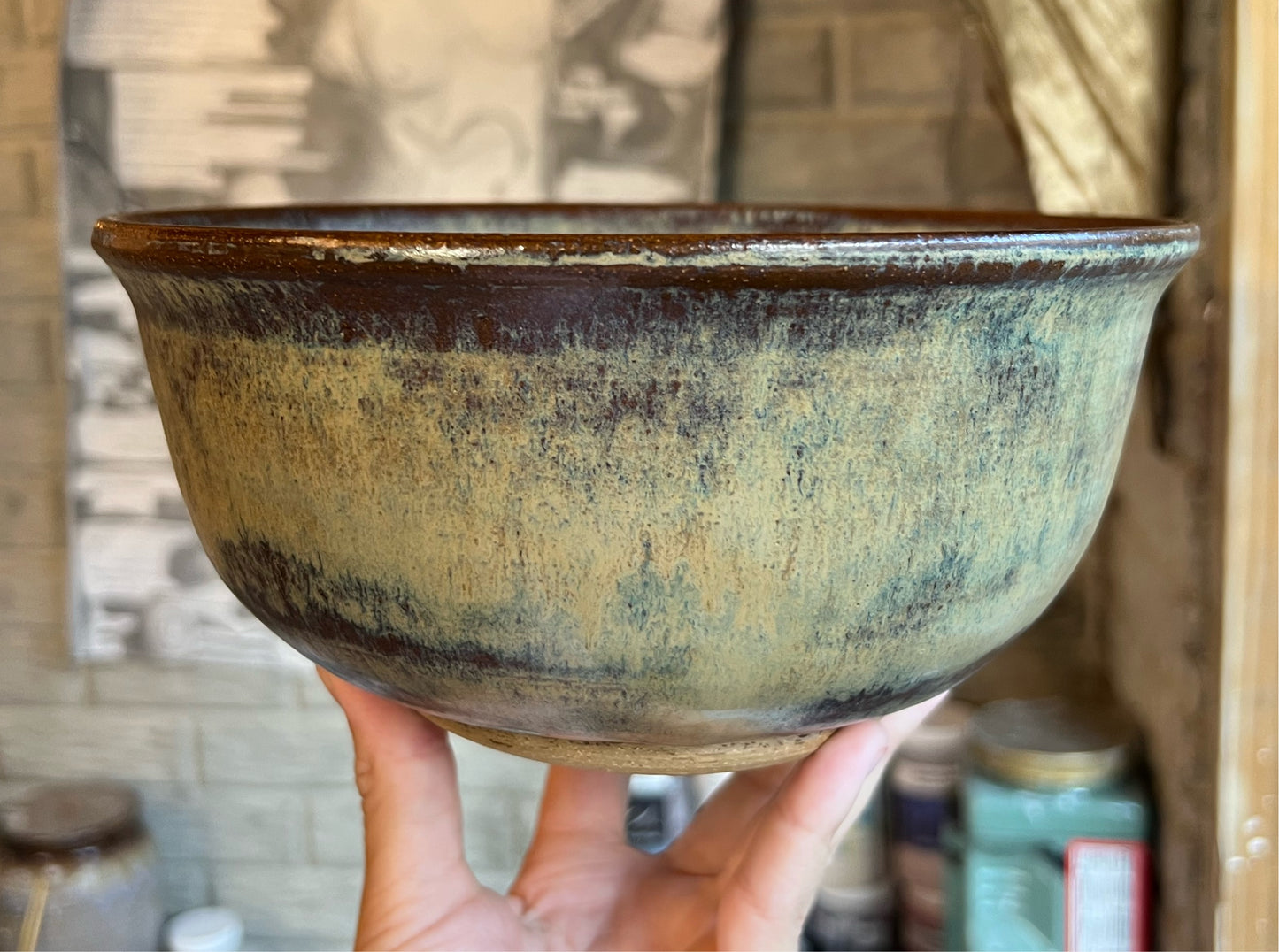 Large Brown and Tan Bowl