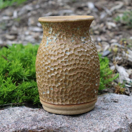 Hand Carved Honeycomb Vase