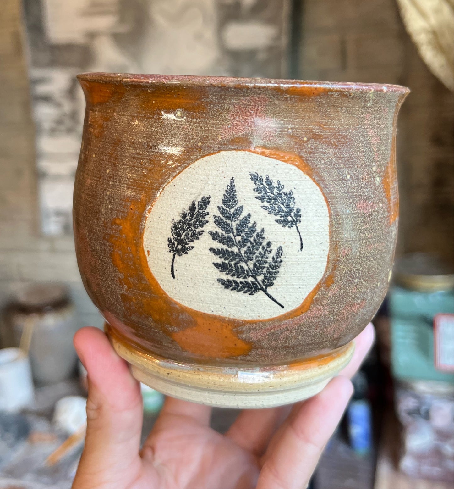 Autumn Pot with Leaves