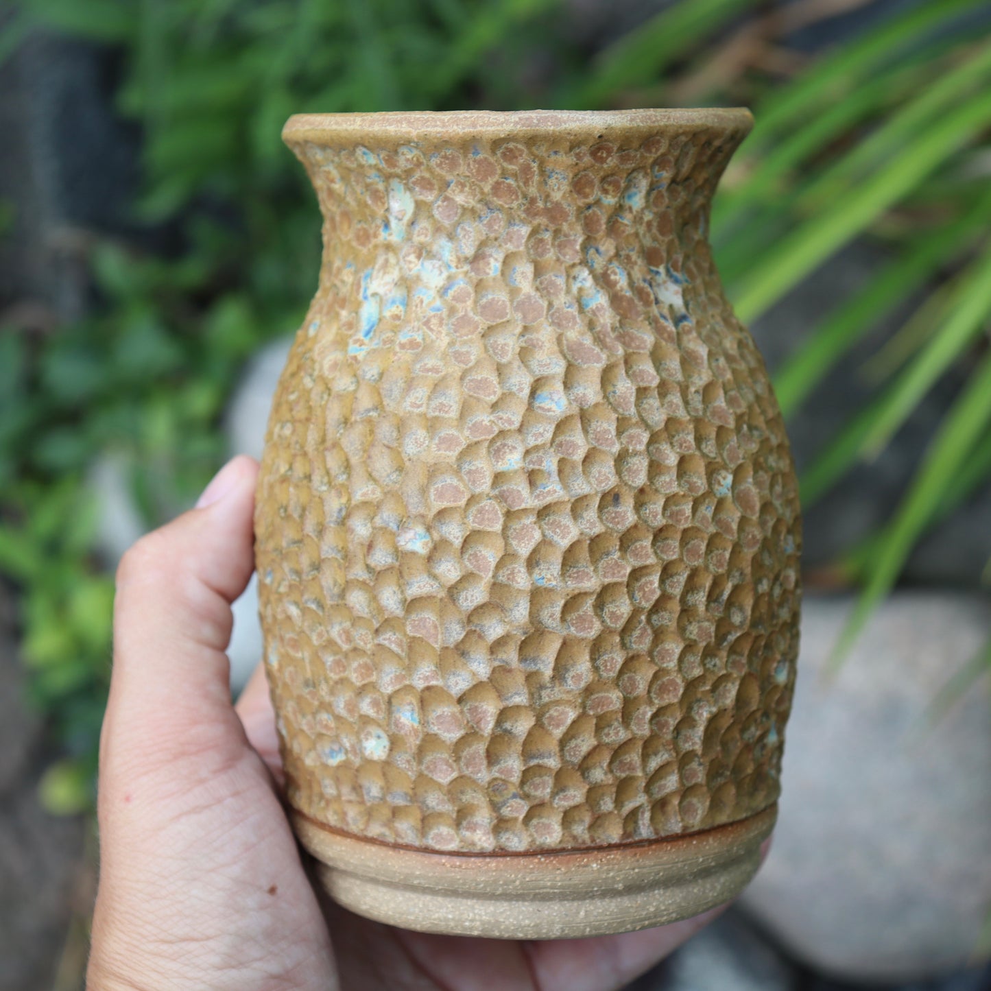 Hand Carved Honeycomb Vase