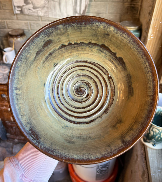 Large Brown and Tan Bowl